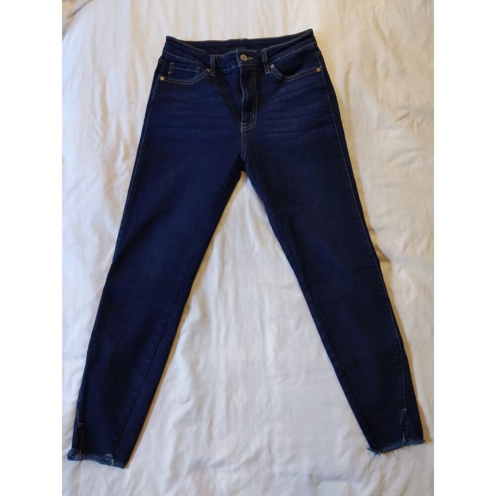 KanCan Zinnia High Rise Ankle Skinny Jean Dark Wash Raw Hem Size 9/28